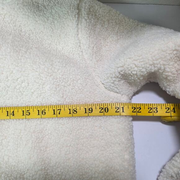 JoyLab Cream Sherpa Zip Up Hoodie Women’s Medium Quilted Hood Cozy Fleece Jacket - Picture 8 of 9